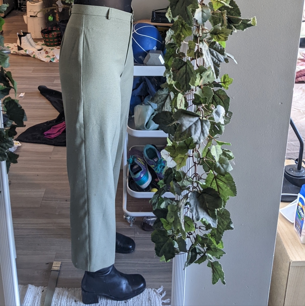 Perfect Vintage Gingham Green Tan Trousers